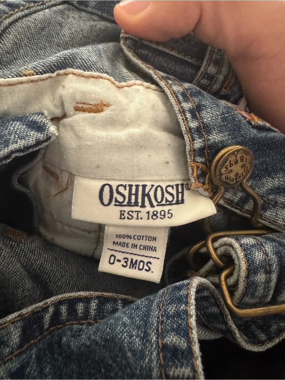 OshKosh B'gosh Dark Blue Denim Overalls with Pink Floral Embroidery - 0-3 month